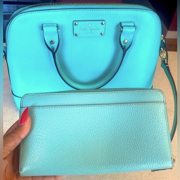 KATE SPADE New York Handbag w/Bonus KATE SPADE New York Wallet, Tiffani Blue,EUC - Picture 9 of 17